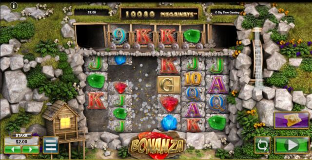 Bonanza Megaways spelplan med gruvtema och Reactions